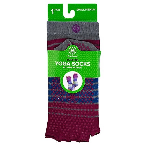 Gaiam Yoga Socks Toeless Small/Medium Bright Bouquet - Each