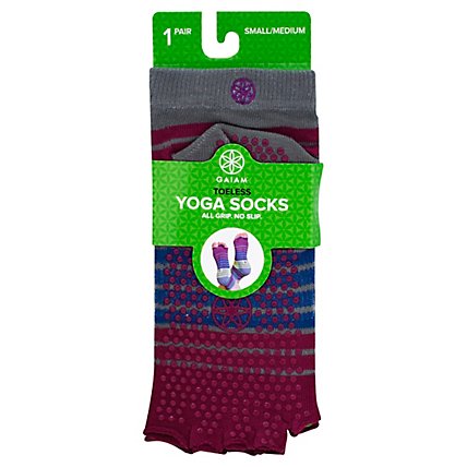 Gaiam Yoga Socks Toeless Small/Medium Bright Bouquet - Each - Image 1