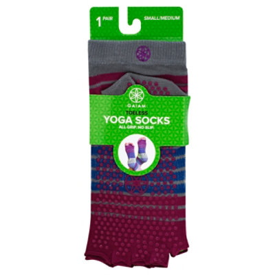 Gaiam Yoga Socks Toeless Small/Medium Bright Bouquet - Each