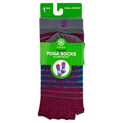 Gaiam Toeless Yoga Socks - S/M - Bright Bouquet 