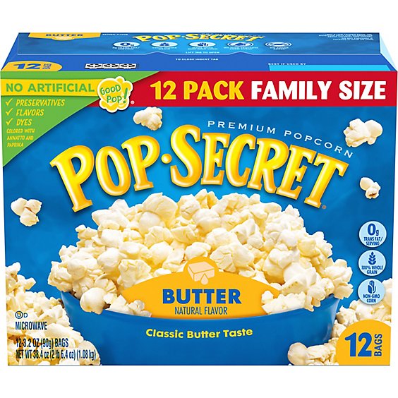 Pop Secret Butter Microwave Popcorn 12 Count - 3.2 Oz