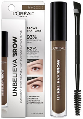 L'Oreal Paris Unbelieva Brow Longwear Brunette Waterproof Tinted Brow Gel - 0.15 Oz - Image 1