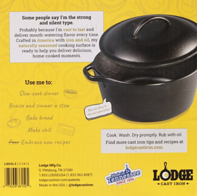 Lodge Dutch Oven Cast Iron 5 Quart - Each - Image 4