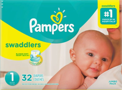 Pampers Swaddlers Diapers Newborn Size 1 - 32 Count - Image 2