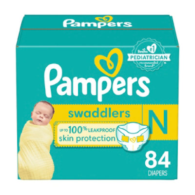 Pampers Swaddlers Size 0 Newborn Diapers - 84 Count - Image 1