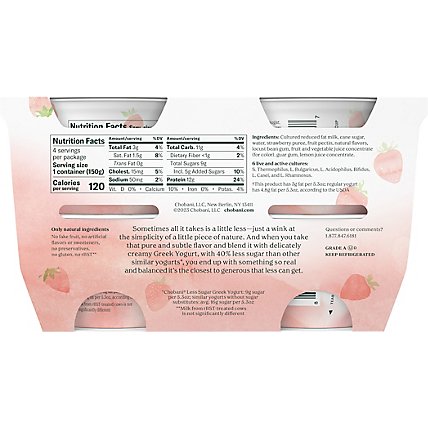 Chobani Yogurt Greek Less Sugar Monterey Strawberry Value Pack - 4-5.3 Oz - Image 6