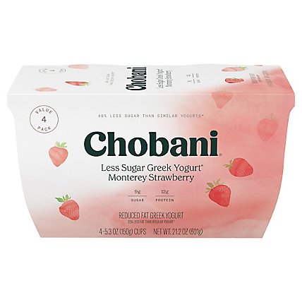 Chobani Yogurt Greek Less Sugar Monterey Strawberry Value Pack - 4-5.3 Oz - Image 2
