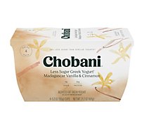 Chobani Yogurt Greek Less Sugar Madagascar Vanilla & Cinnamon Value Pack - 4-5.3 Oz