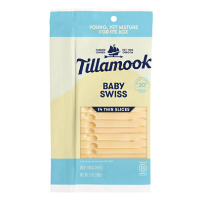 Tillamook Cheese Deli Sliced Baby Swiss Pouch 10 Count - 7 Oz