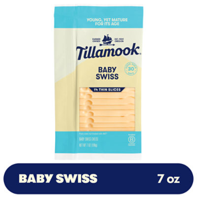 Tillamook Cheese Deli Sliced Baby Swiss Pouch 10 Count - 7 Oz