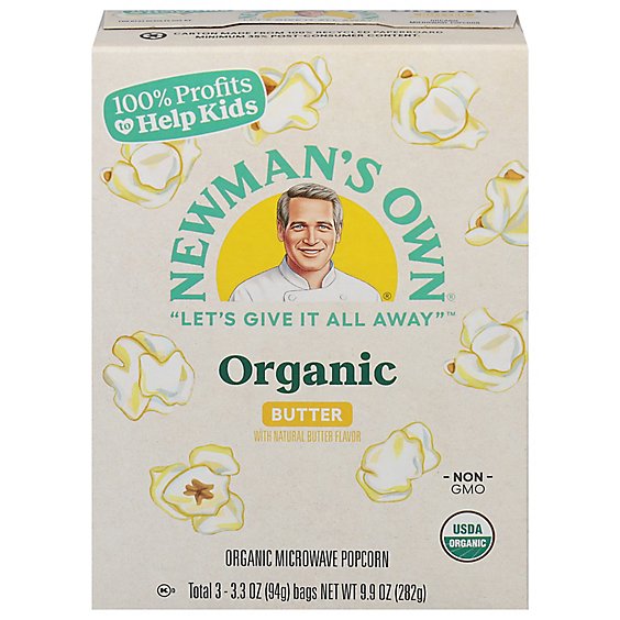 Newmans Own Organic Popcorn Micro Butter Org - 9.9 Oz