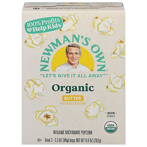 Newmans Own Organic Popcorn Micro Butter Org - 9.9 Oz