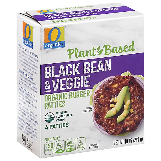 O Organics Organic Patties Black Bean Southwestern Style 4 Count - 10 Oz