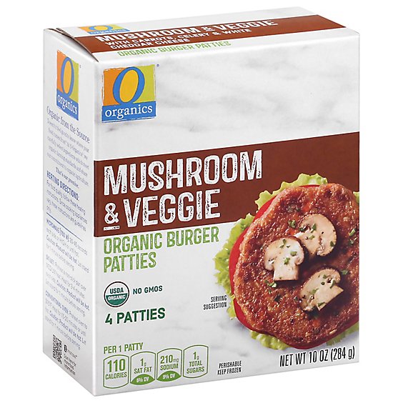 O Organics Organic Patties Veggie Mushroom 4 Count - 10 Oz