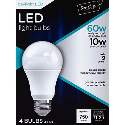 Signature SELECT Light Bulb LED Daylight 10W A19 750 Lumens- 4 Count - Image 2