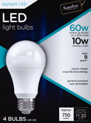 Signature SELECT Light Bulb LED Daylight 10W A19 750 Lumens- 4 Count - Image 2