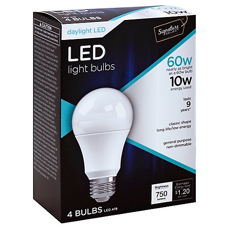 Signature SELECT Light Bulb LED Daylight 10W A19 750 Lumens- 4 Count
