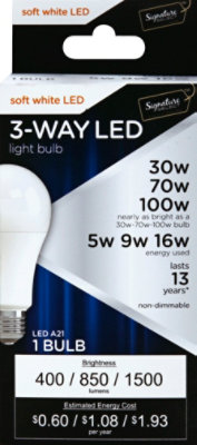 Signature SELECT Light Bulb LED 3 Way 5W 9W 16W A21 - Each - Image 2