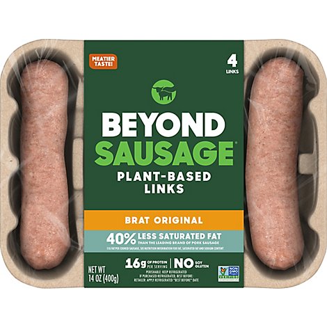 Beyond Meat Beyond Sausage Plant Based Brat Original Dinner Sausage Links - 14 Oz