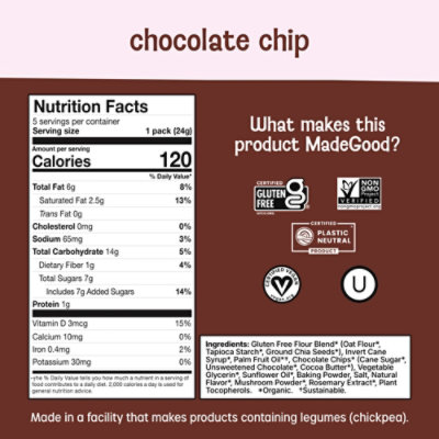 MadeGood Cookies Mini Choc Chip - 5 Package - Image 2