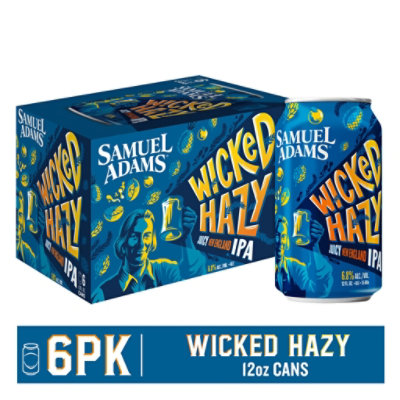 Samuel Adams Wicked Hazy Beer IPA Juicy New England - 6-12 Fl. Oz. - Image 1