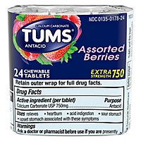 TUMS Antacid Tablets Chewable Extra Strength 750 Assorted Berries - 24 Count - Image 1