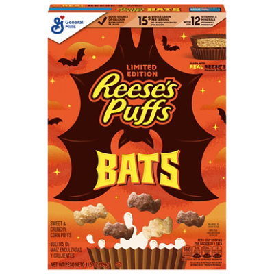 Reeses Puffs Cereal Corn Puffs Sweet & Crunchy Peanut Butter Bats - 11.5 Oz