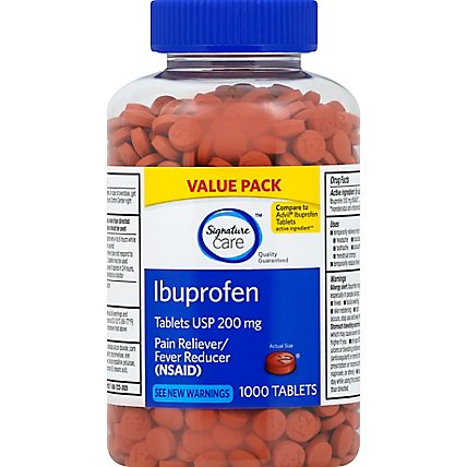 Signature Care Ibuprofen Pain Reliever Fever Reducer USP 200mg NSAID Tablet - 1000 Count - Image 2