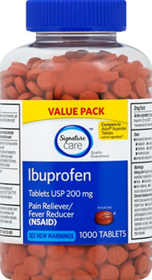 Signature Select/Care Ibuprofen Pain Reliever Fever Reducer USP 200mg NSAID Tablet - 1000 Count - Image 2