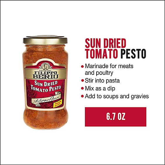 Filippo Berio Pesto Italian Recipe Sun Dried Tomato - 6.7 Oz