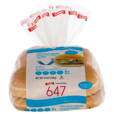 Schmidt Old Tyme 647 Bread Carb Smart Sandwich Roll 8 Count - 14 Oz - Image 3