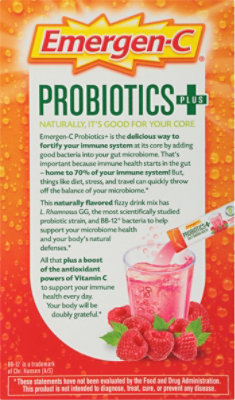 Emergen-C Probiotics Plus Daily Immune Health Raspberry Drink Mix - 30-0.20 Oz - Image 4