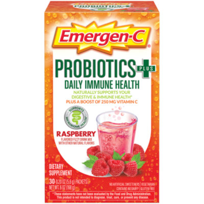 Emergen-C Probiotics Plus Daily Immune Health Raspberry Drink Mix - 30-0.20 Oz - Image 1