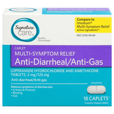 Signature Select/Care Anti Diarrheal Anti Gas Caplets - 18 Count - Image 1