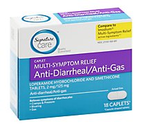 Signature Care Anti Diarrheal Anti Gas Caplets - 18 Count