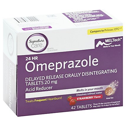 Signature Care Omeprazole Acid Reducer Orally Disintegrating 20mg Strawberry Tablet - 42 Count - Image 1