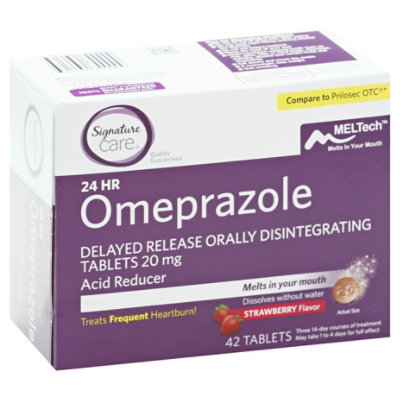 Signature Care Omeprazole Acid Reducer Orally Disintegrating 20mg Strawberry Tablet - 42 Count