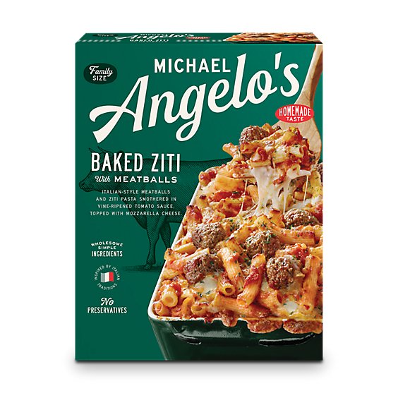 Michael Angelos Frozen Food Italian Style Baked Ziti With Meatballs - 28 Oz