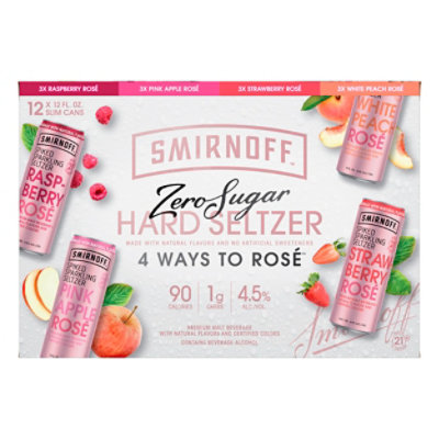 Smirnoff Spiked Seltzer Raspberry Rose In Cans - 12-12 Fl. Oz. - Image 1