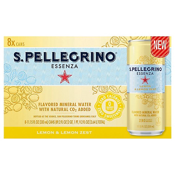 S.Pellegrino Essenza Lemon & Lemon Zest Flavored Mineral Water - 8-11.15 Fl. Oz.