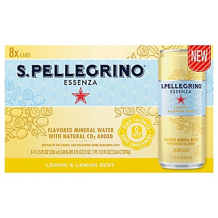 S.Pellegrino Essenza Lemon & Lemon Zest Flavored Mineral Water - 8-11.15 Fl. Oz. - Image 1