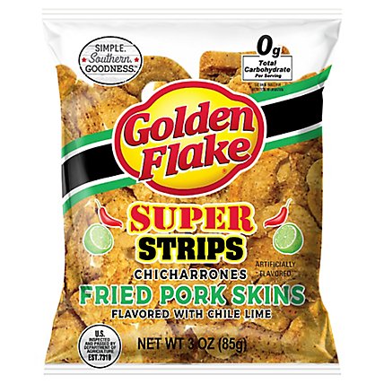 Golden Flake Chicharrones Super Strips Pork Cracklin Flavored With Chili Lime - 3.25 Oz - Image 3