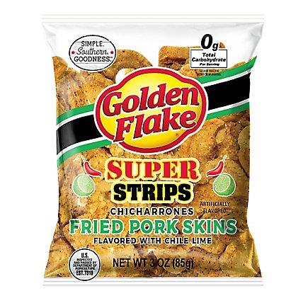 Golden Flake Chicharrones Super Strips Pork Cracklin Flavored With Chili Lime - 3.25 Oz - Image 2