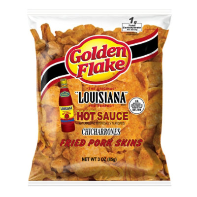 Golden Flake Chicharrones Fried Pork Skins Louisiana Hot Sauce - 3.25 Oz - Image 2