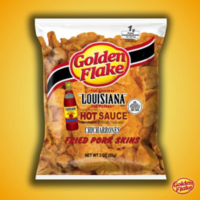 Golden Flake Chicharrones Fried Pork Skins Louisiana Hot Sauce - 3.25 Oz - Image 6