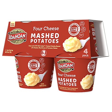 Idahoan Potatoes Mashed Four Cheese - 4-1.5 Oz