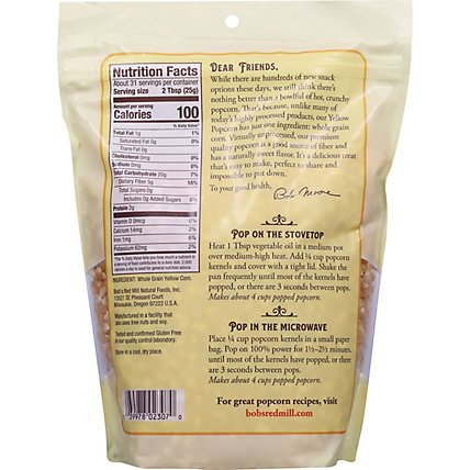 Bobs Red Mill Popcorn Yellow Whole Gluten Free - 30 Oz - Image 3