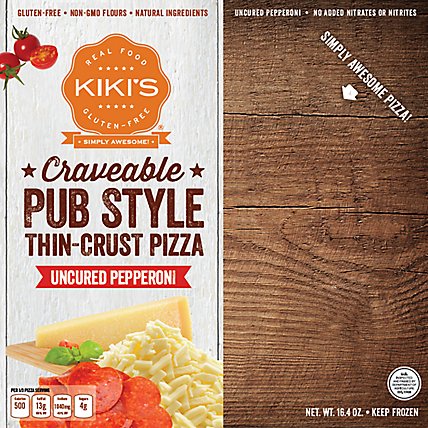 Kikis Pizza Pub Style Pepperoni Gluten Free 10 Inch Frozen - 16.4 Oz - Image 1