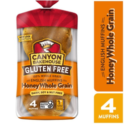 Canyon Bakehouse Honey Whole Grain Gluten Free English Muffins Fresh 4 Count - 12 Oz - Image 2