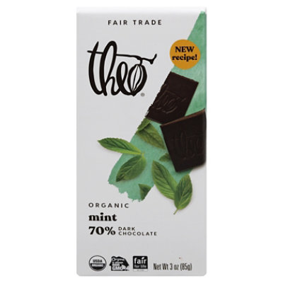 Theo Chocolate Bar Organic Dark Chocolate 70% Mint - 3 Oz - Image 3